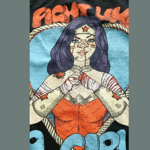 Fight Like A Girl T-shirt Wonder Woman Graphic Tee - Picture 3 of 6
